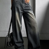 High waist black shade baggy jeans | womens