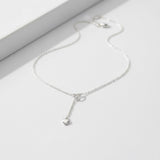 Silver Heart Lariat Necklace