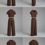 Brown high waist pant and Brown top - full set