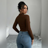 Polo brown full sleeve top