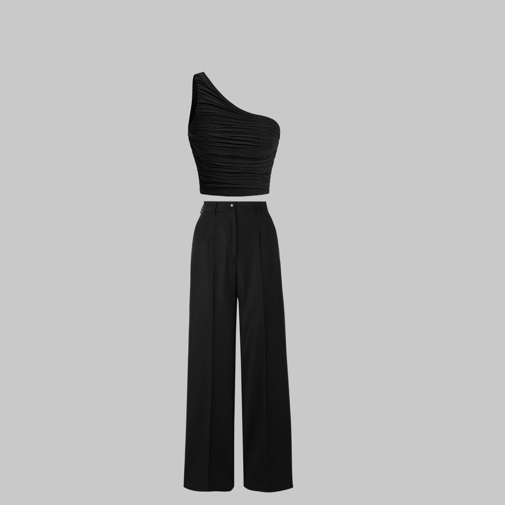 Black high waist pant and Black   top - full set