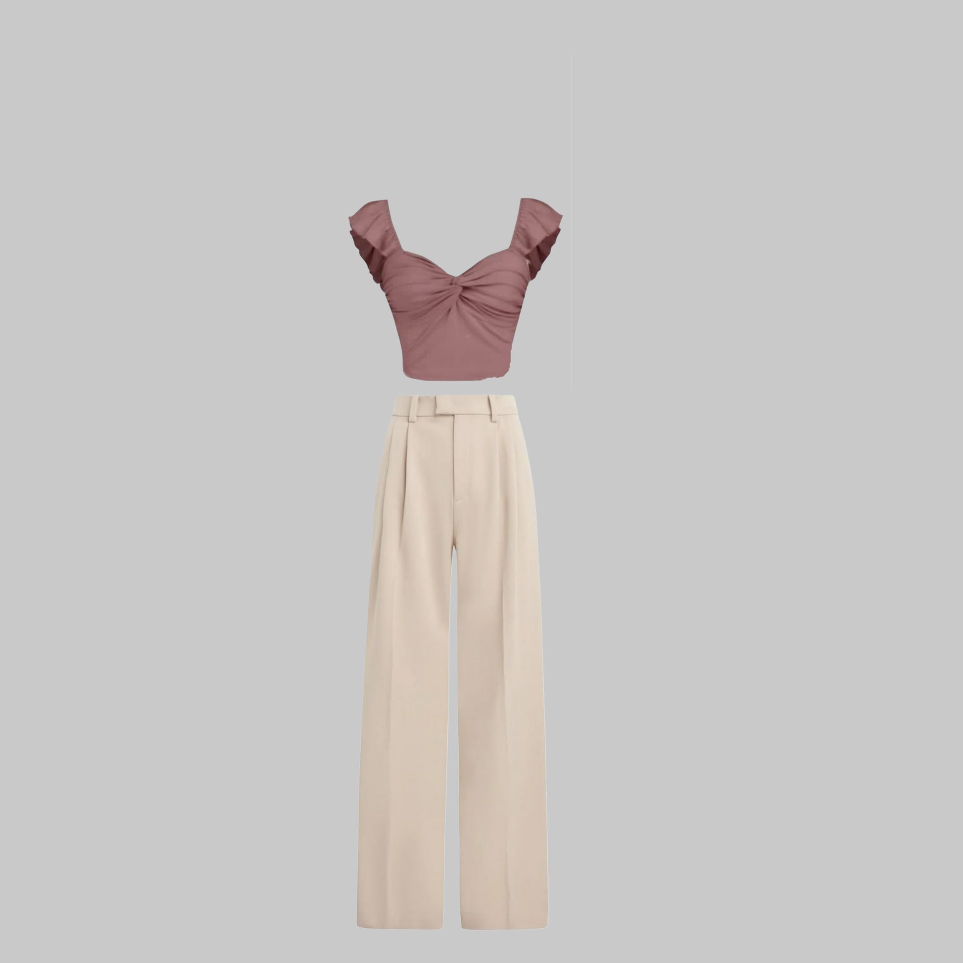 Off white  high waist pant and Mauve  top - full set (Copy)