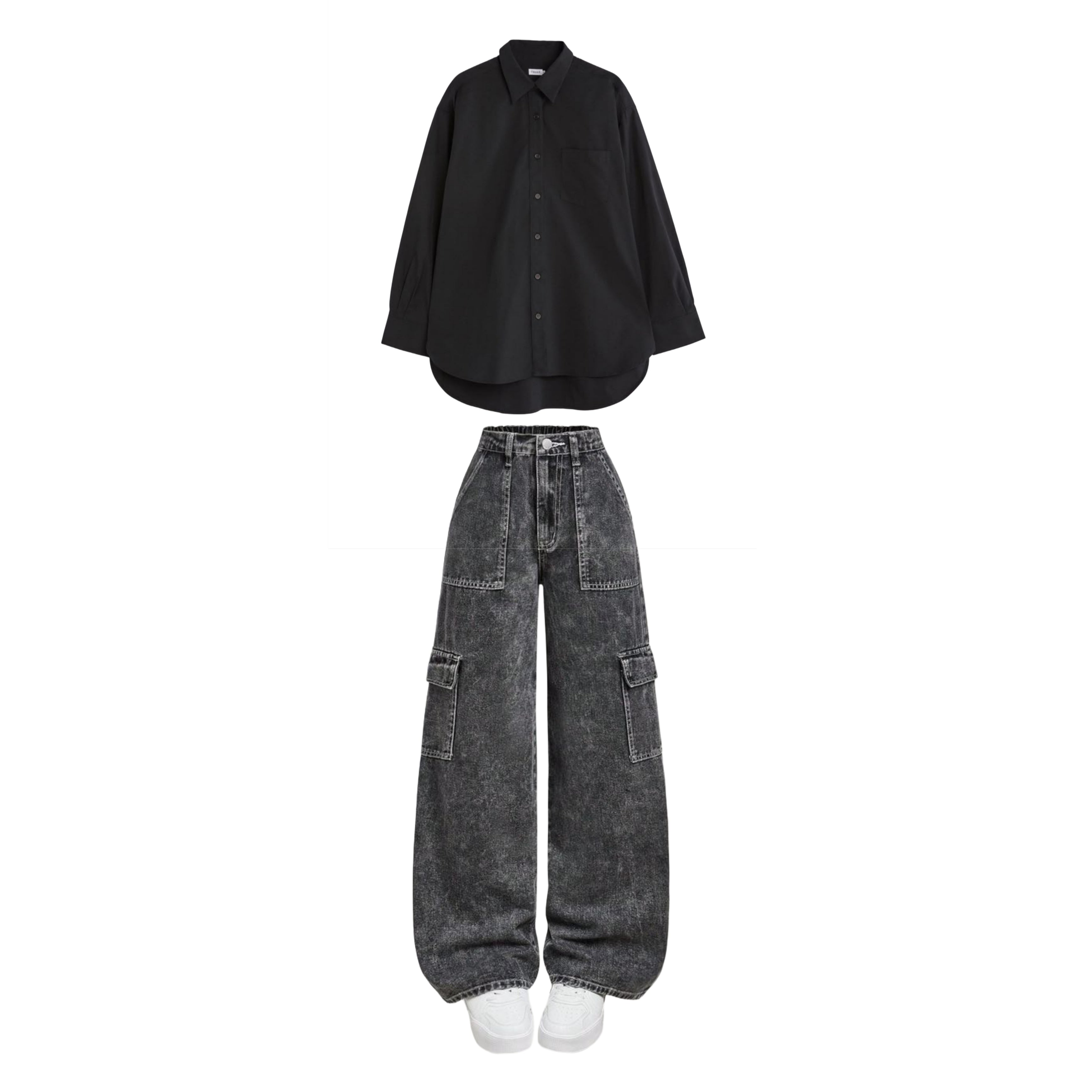 Charcoal High waist cargo jeans | Black ( women ) (Copy)