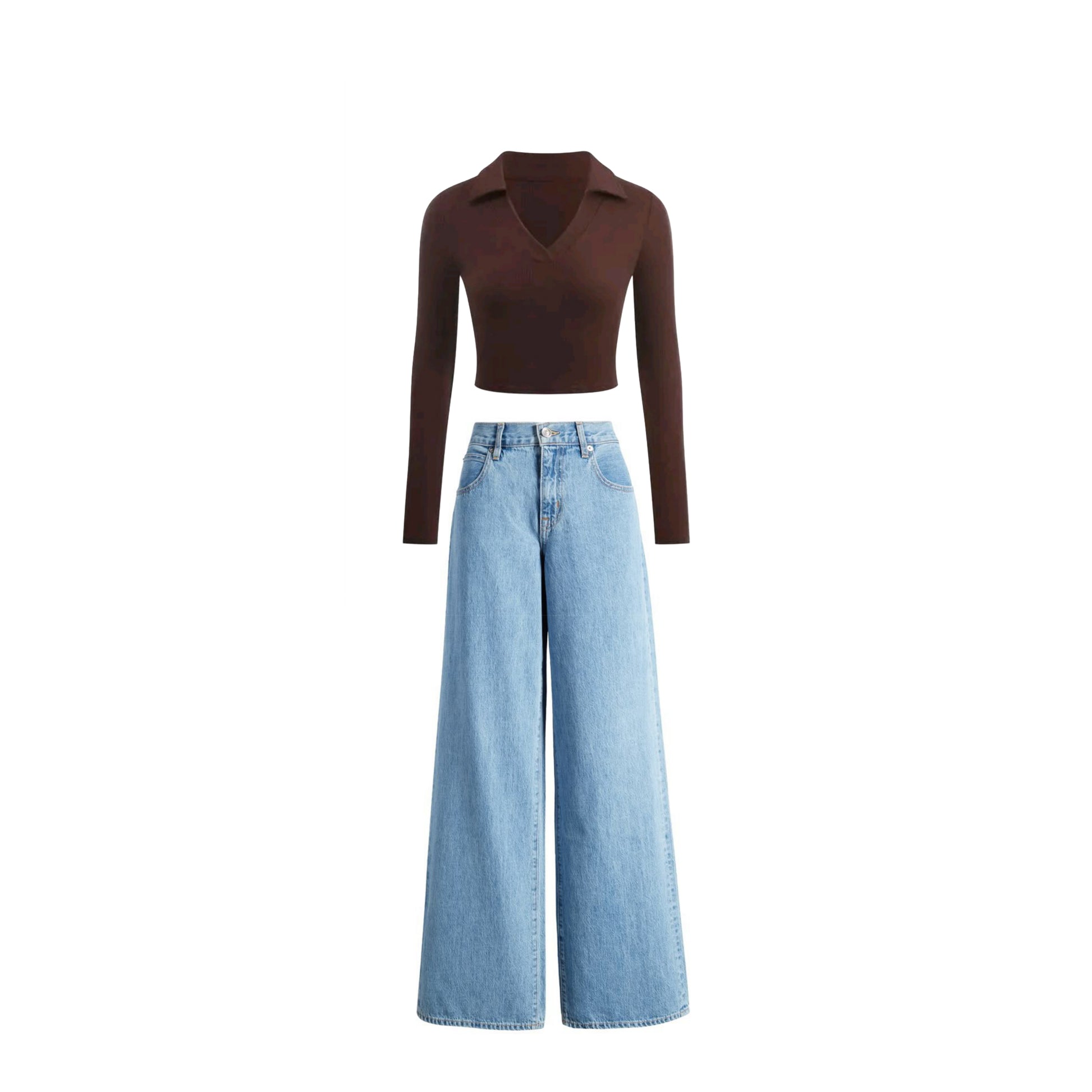 A Baggy jeans | Brown top (Full set )