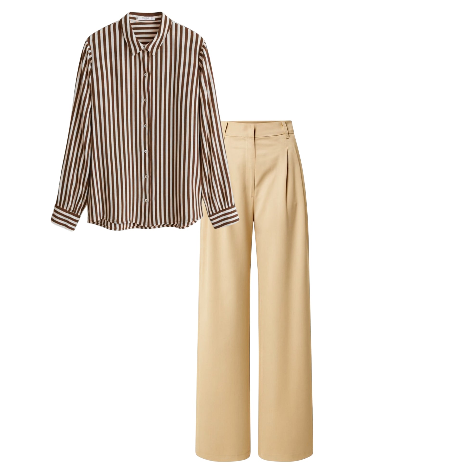 Beidge pant (trouser ) |Brown striped shirt (women )