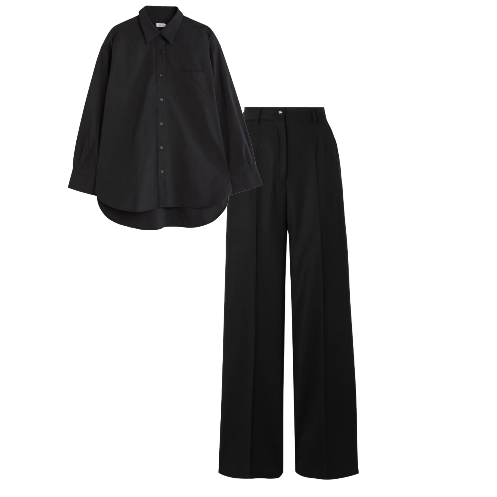 Black High waist pant (trouser ) | Black shirt plain( women )