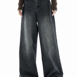 High waist black shade baggy jeans | womens
