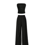 Black Tube Top with High - waist Trouser Co-Ord Set