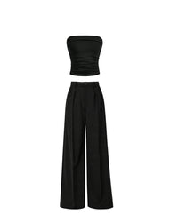 Black Tube Top with High - waist Trouser Co-Ord Set