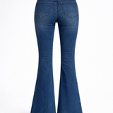 Lavender High Neck Crop Top with Blue High Waist Bootcut Jeans Set