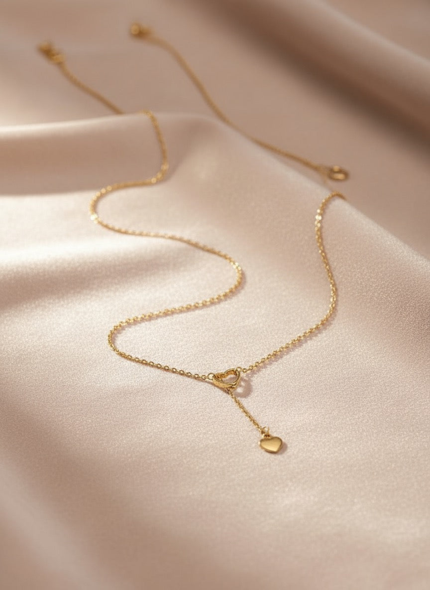 Gold Heart Drop Necklace