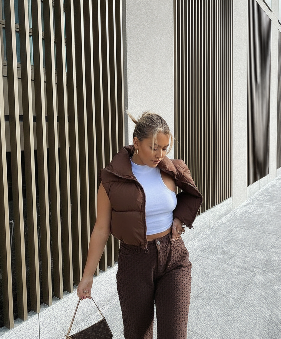 The Brown puffer Vest | Womens