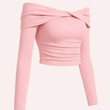 Blush Off-Shoulder Glam Top & Flare Denim Co-ord Set