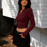 Wine Luxe Collared Top