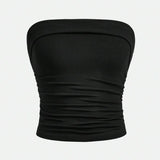 Black Tube Top with High - waist Trouser Co-Ord Set