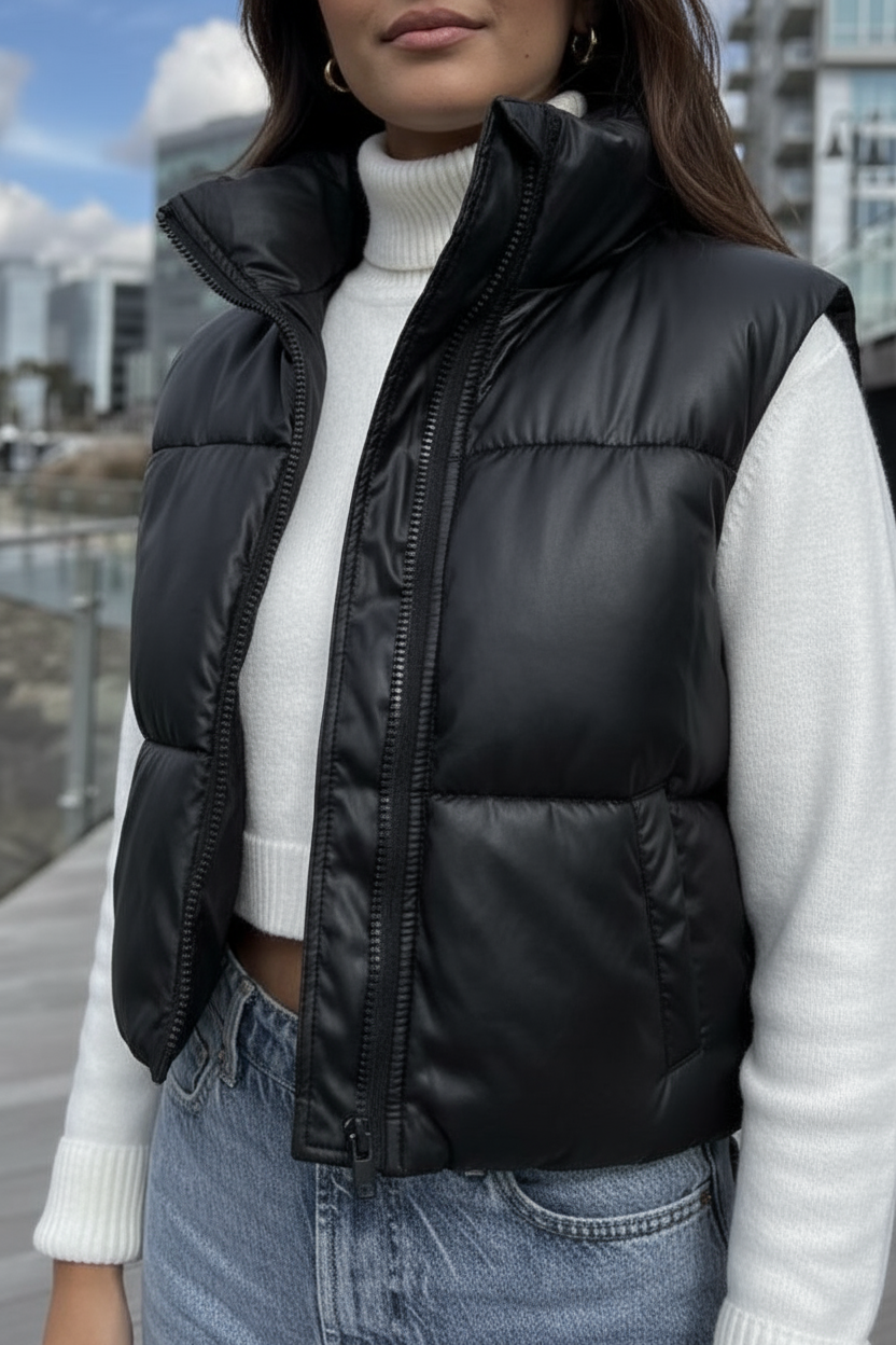 The Black puffer Vest | Womens