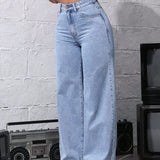 Sky blue High waist womens baggy jeans