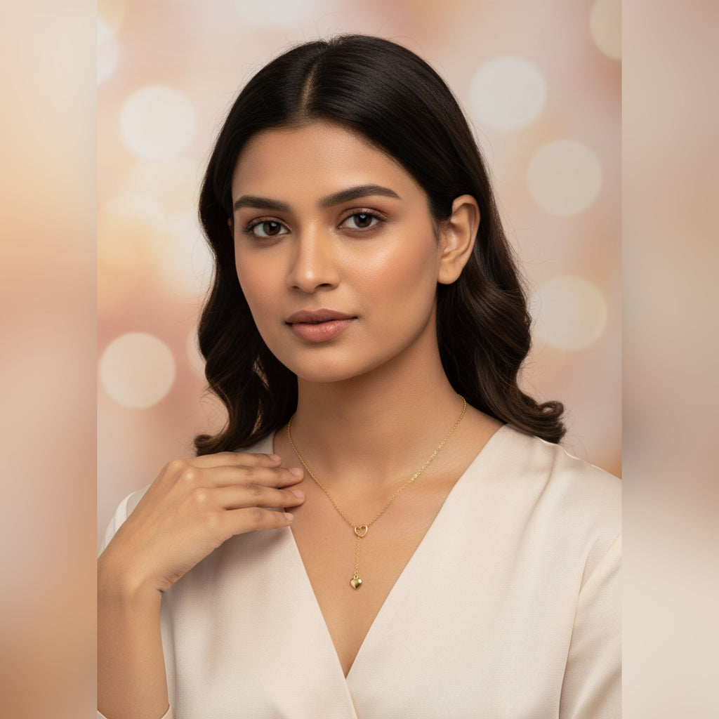 Gold Heart Drop Necklace