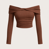 Twist-Detail Brown Top Co-Ord Set with Wide-Leg Trousers