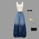 Vintage Fade Wide-Leg Denim Set