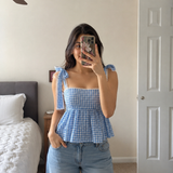 Gingham Bow Peplum To