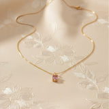 Elegant Artificial Gold Necklace with Pink Stone Pendant