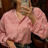 Red striped shirt | Vintage shirt | womens