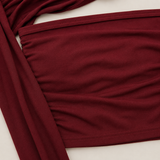 Wine Red Asymmetric Scarf Crop Top