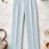 Powder blue high waist formal pant | Pleated