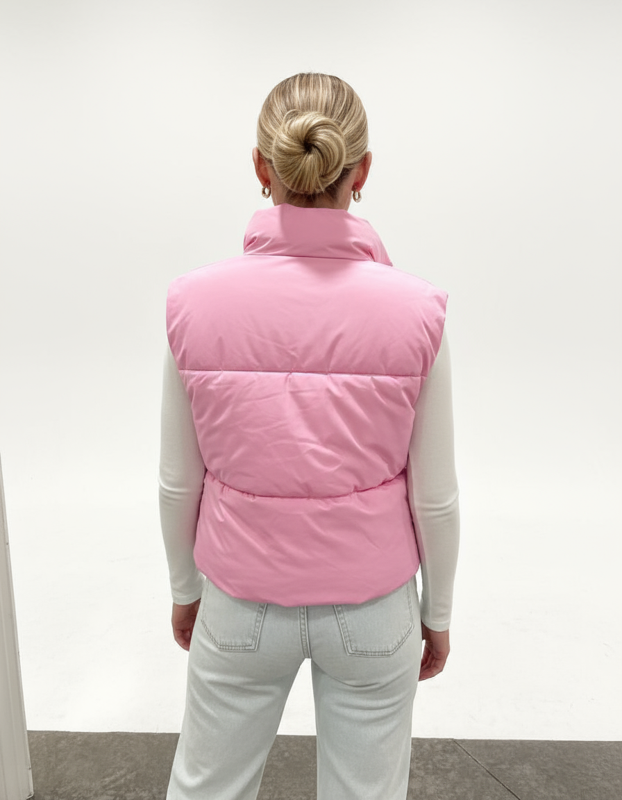 The Baby pink puffer Vest | Womens