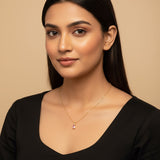 Elegant Artificial Gold Necklace with Pink Stone Pendant