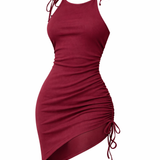 Women’s Side Tie-Up Dress – Maroon