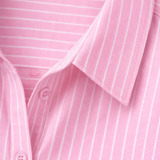 Pink Stripe Shirt with Light Blue baggy jeans