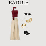 Strapless Scarf Co-Ord Set - Beidge