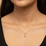 Elegant Artificial Gold Necklace with Pink Stone Pendant