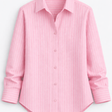 Pink Stripe Shirt with Light Blue baggy jeans