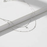 Silver Cross Layered Necklace