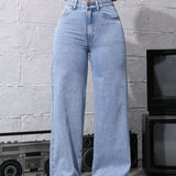 Sky blue High waist womens baggy jeans