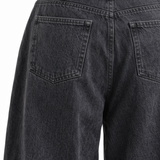 Green broad striped shirt with charcoal baggy jeans | full outfit