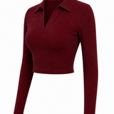 Burgundy Elegance Top & Black Wide-Leg Trouser Set
