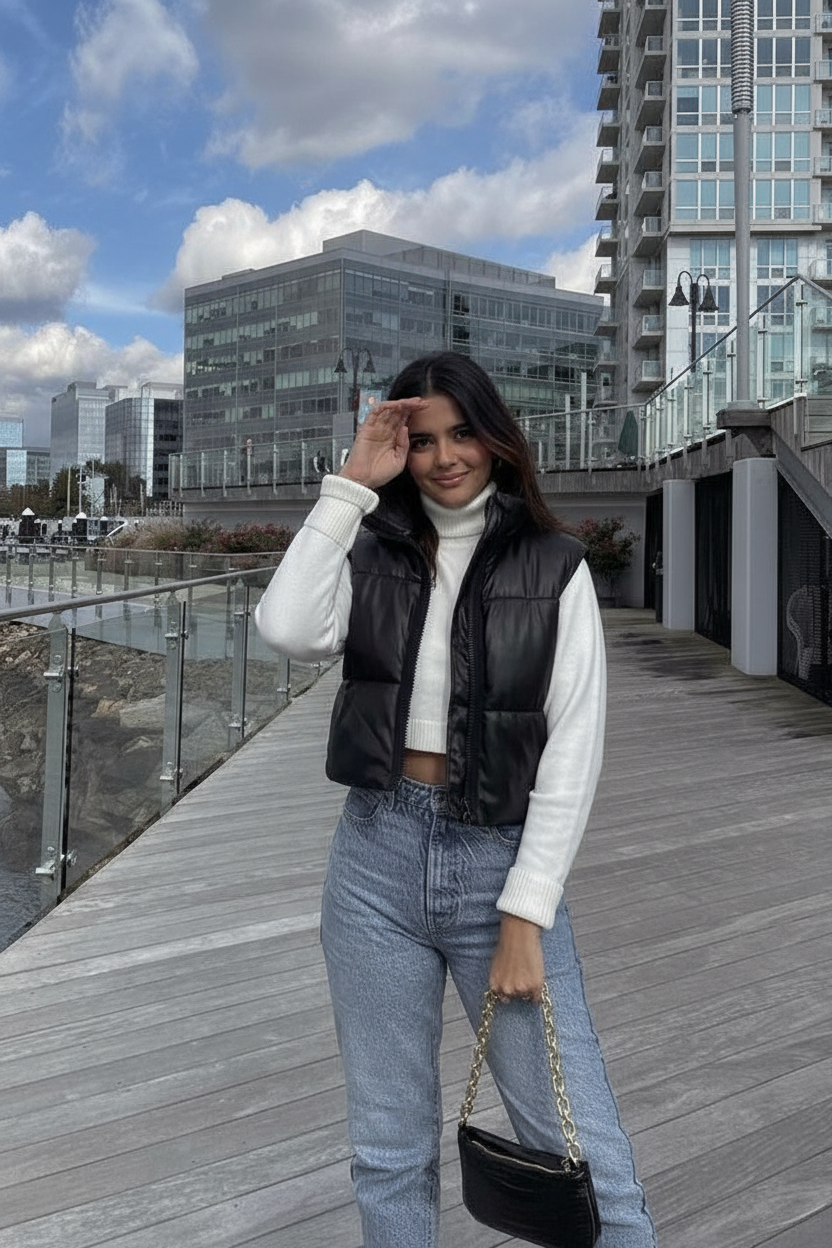 The Black puffer Vest | Womens