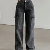 High waist cargo jeans | womens