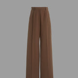 Twist-Detail Brown Top Co-Ord Set with Wide-Leg Trousers