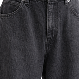 Green broad striped shirt with charcoal baggy jeans | full outfit