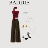 Strapless Scarf Co-Ord Set - Mehndi brown