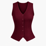 Burgundy Tailored Vest & Wide-Leg Denim Co-ord Set