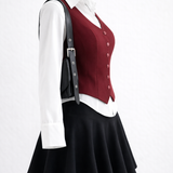 Royal Vintage Vest Skirt Set (Old money )full set