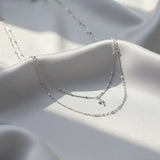 Silver Cross Layered Necklace
