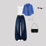 Blue Stripe Layered Casual Set