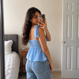 Gingham Bow Peplum To
